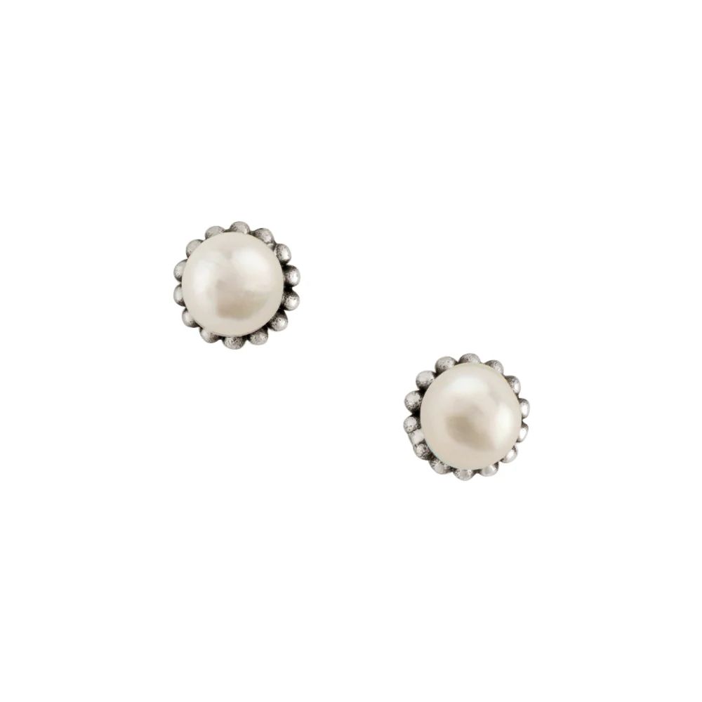 Bali Pearl Silver Post Earrings, Color: Silver
