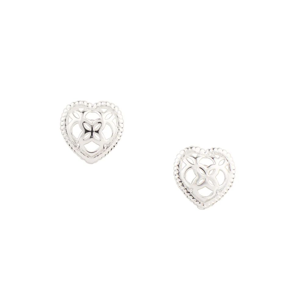 Follow Your Heart Silver Post Earrings, Color: Silver