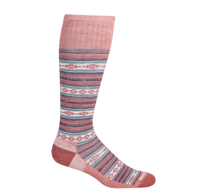 Sockwell Women's Southwest Stripe | Firm Graduated Compression Socks, Color: Pink Clay, Size: SM/MD