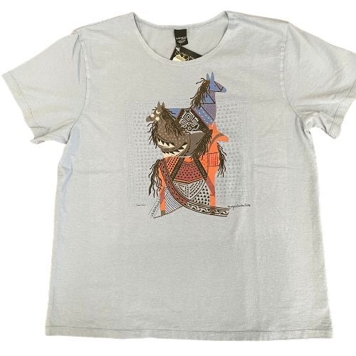 Sabaku Women's Boutique Tee, Tribal Horses, Color: Faded Denim, Size: XS