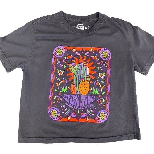 Wanderlust Cactus - Women's Cropped Tee, Color: Charcoal, Size: Small