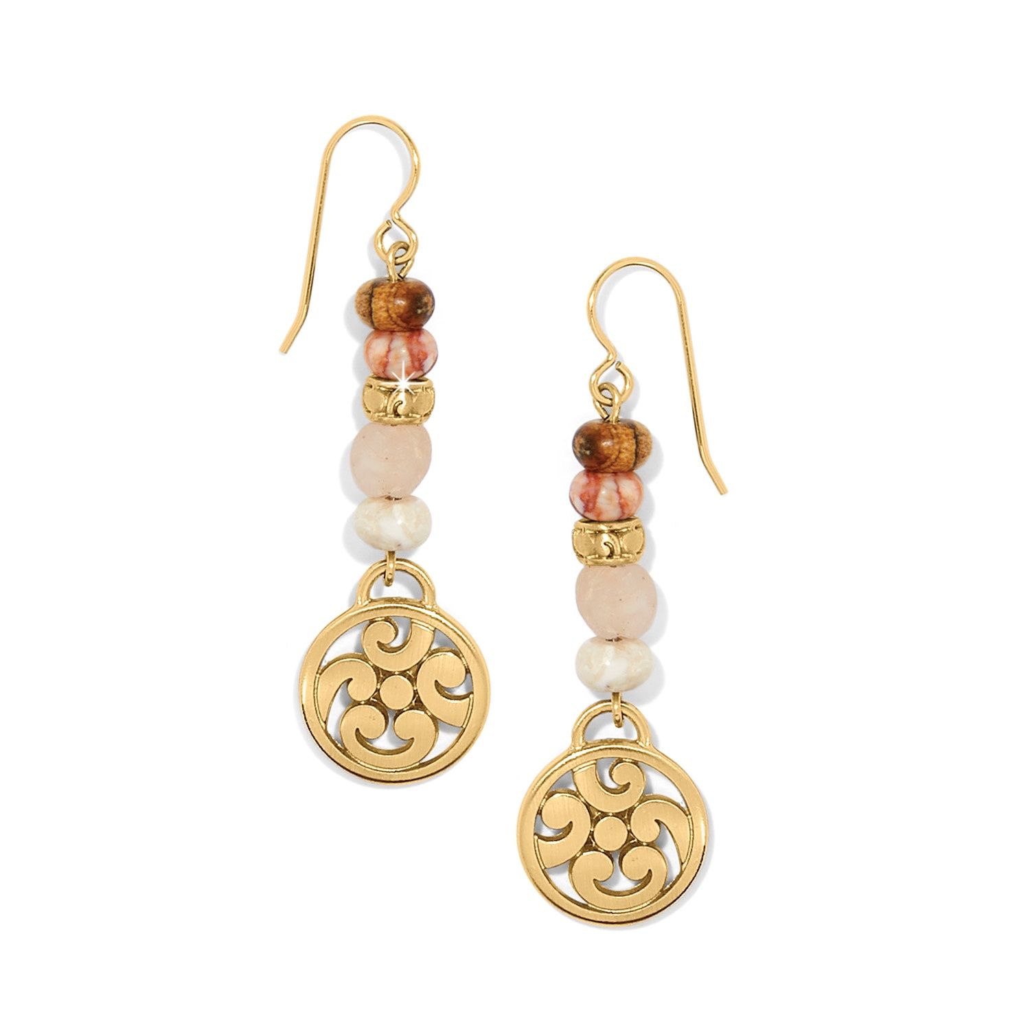 Brighton Contempo Playa Rosa French Wire Earrings, Color: Gold/Pink