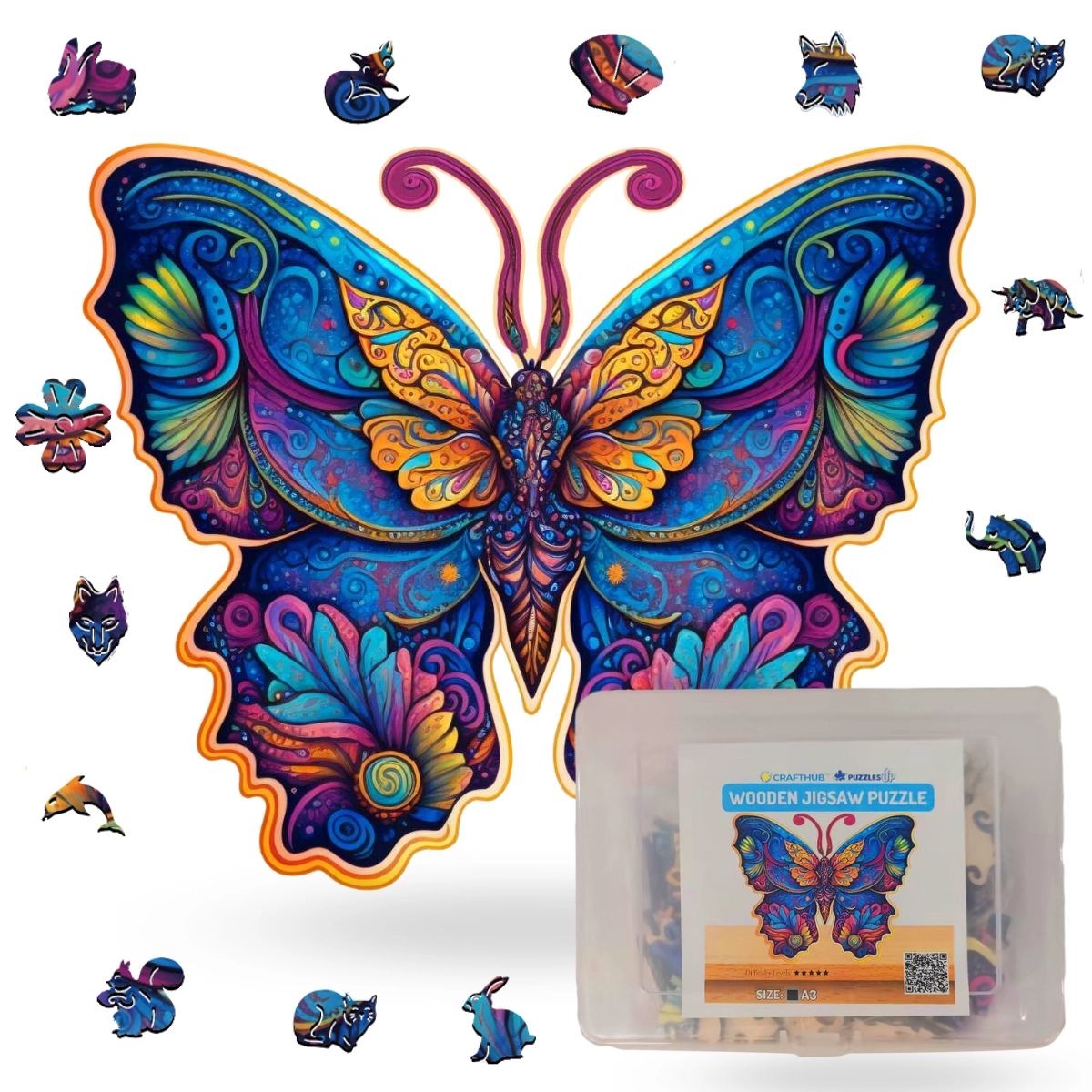 Crafthub Wooden Puzzle, Large - Charming Butterfly