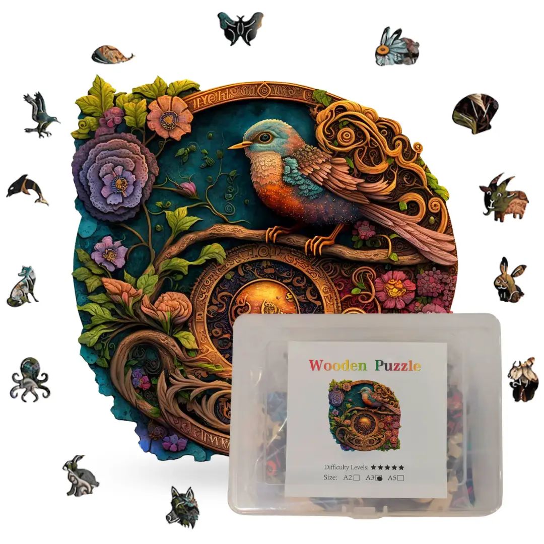 Crafthub Wooden Puzzle, Large - Bird &amp; Bloom Yin Yang