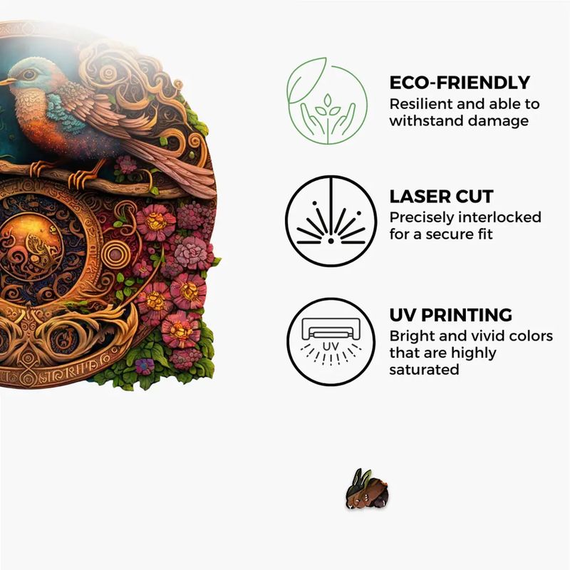 Crafthub Wooden Puzzle, Large - Bird &amp; Bloom Yin Yang