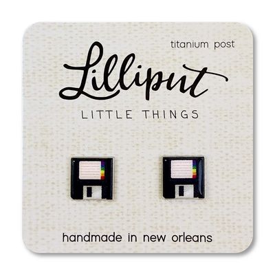 Lilliput Retro Floppy Disk Post Earrings