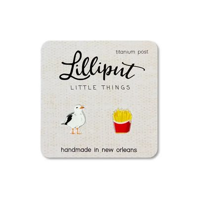 Lilliput Seagull &amp; French Fries Post Earrings