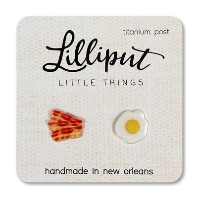 Lilliput Bacon &amp; Egg Post Earrings