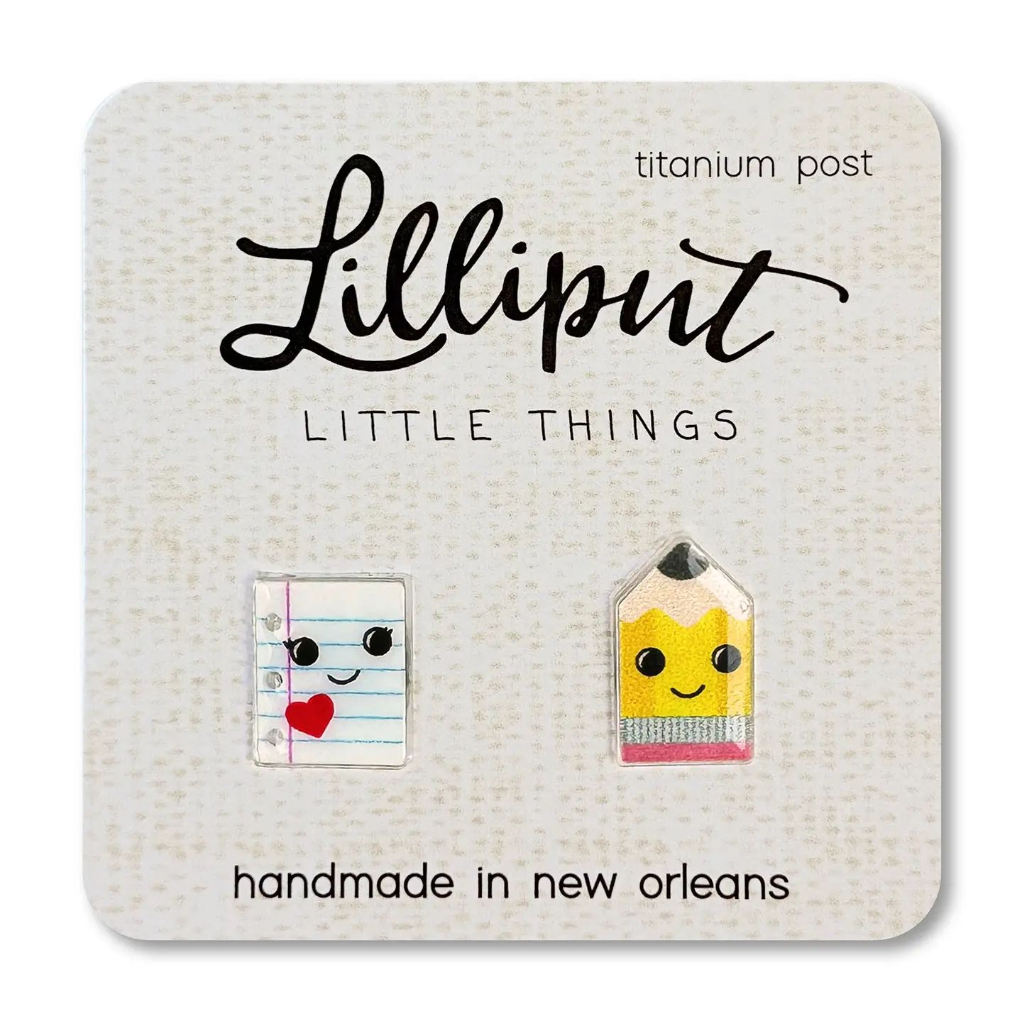 Lilliput Paper &amp; Pencil Post Earrings