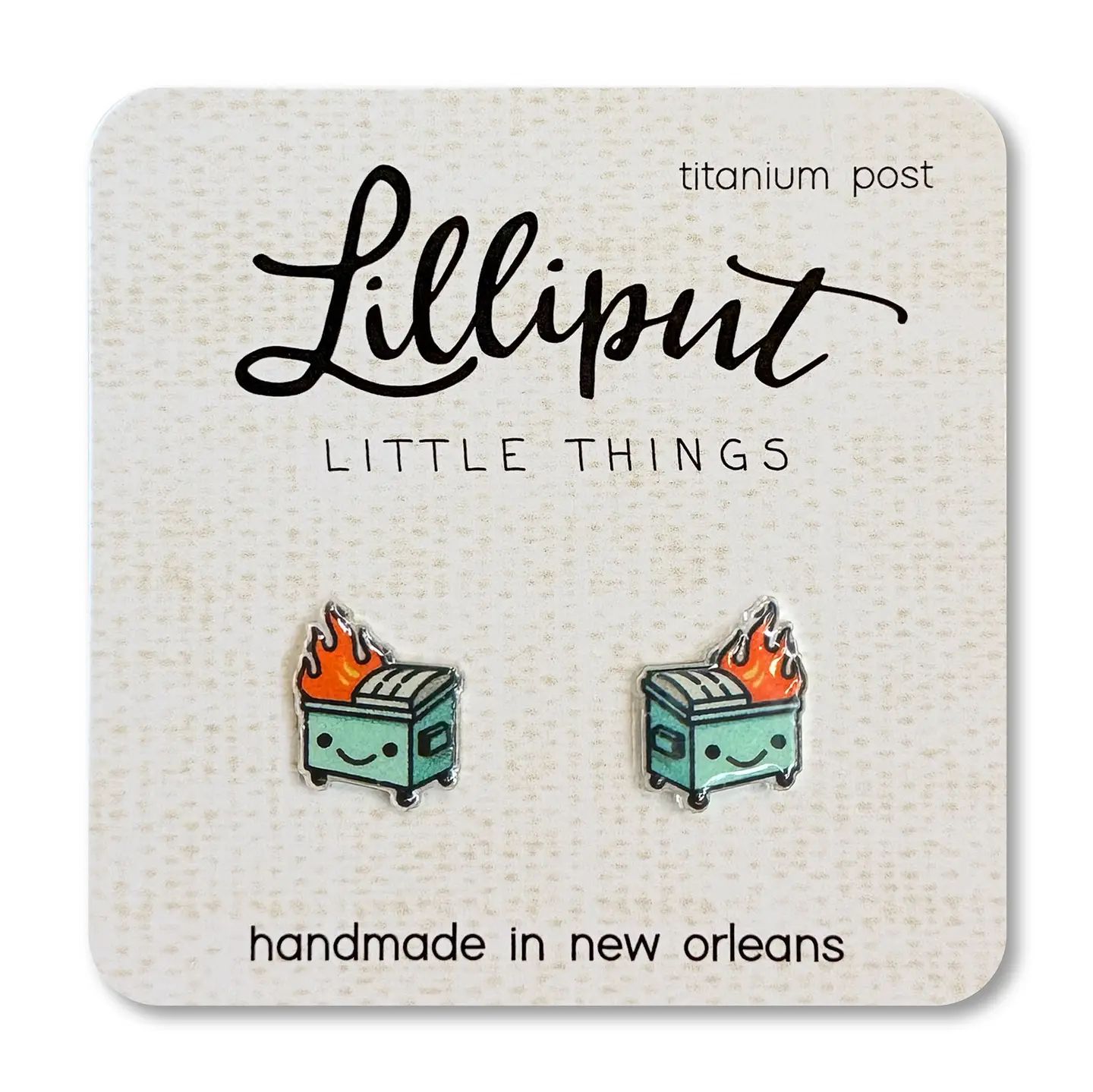 Lilliput Kawaii Dumpster Fire Post Earrings
