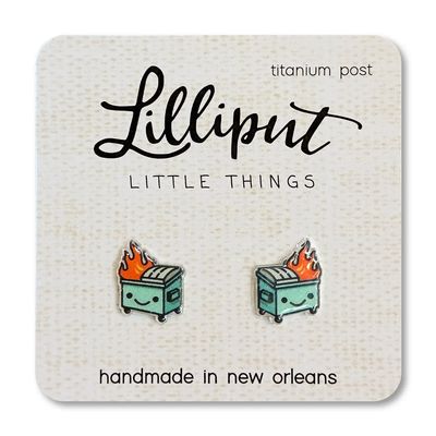 Lilliput Kawaii Dumpster Fire Post Earrings