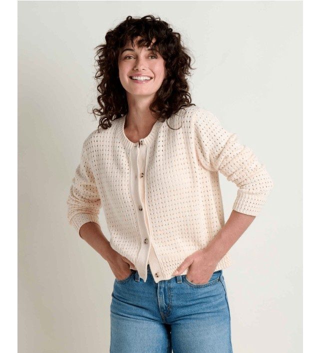 Toad&amp;Co Bianca Pointelle Women's Cardigan, Color: Salt, Size: XS