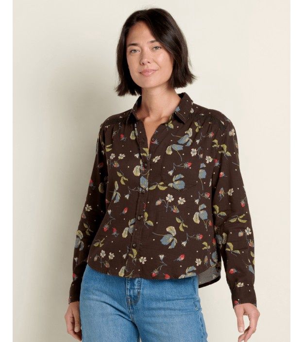 Toad&amp;Co Manzana Boxy Long Sleeve Women's Shirt, Color: Barnwood Print, Size: XS