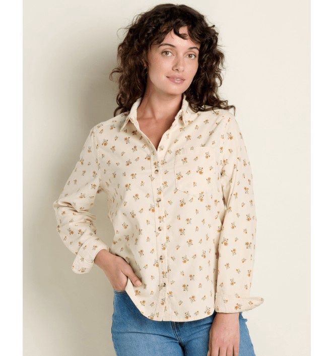 Toad&amp;Co Cattail Cord Long Sleeve Women's Shirt, Color: Salt Print, Size: Small