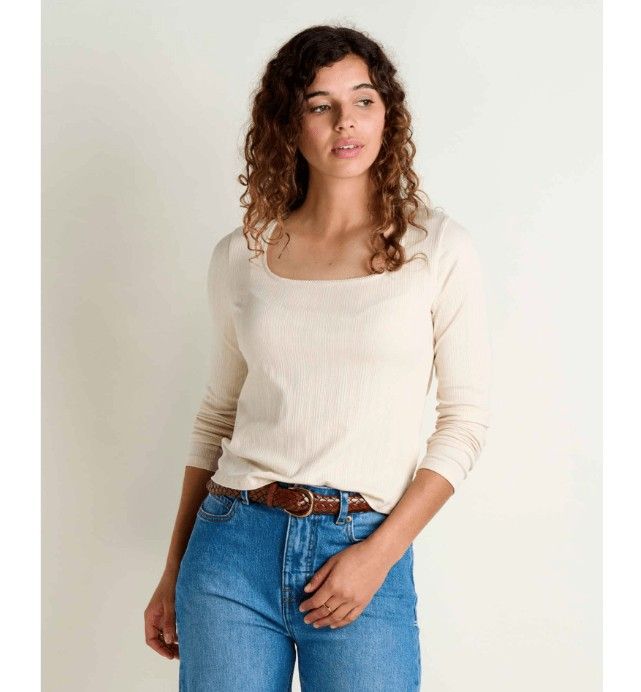 Toad&amp;Co Rosalie Square Neck Long Sleeve Women's Tee, Color: Almond Texture, Size: XS
