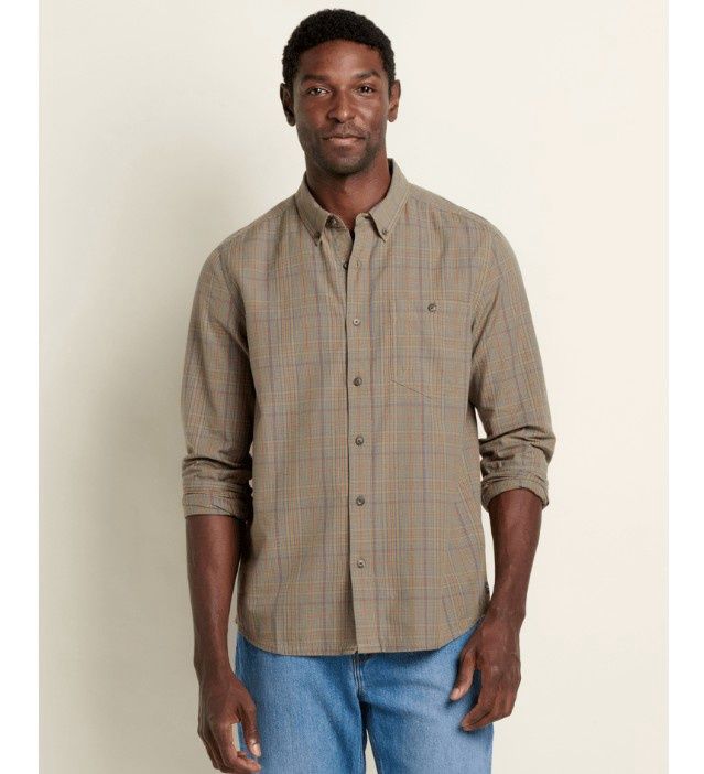 Toad&amp;Co Airscape Long Sleeve Men's Shirt, Color: Sandstone Pattern, Size: Medium