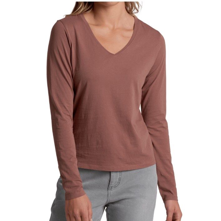 Kuhl Women's Vega Long Sleeve V-Top, Color: Toffee, Size: Small