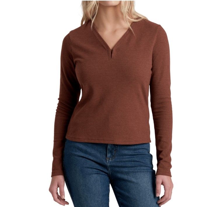 Kuhl Women's Verona Long Sleeve Henley, Color: Apple Spice, Size: Small