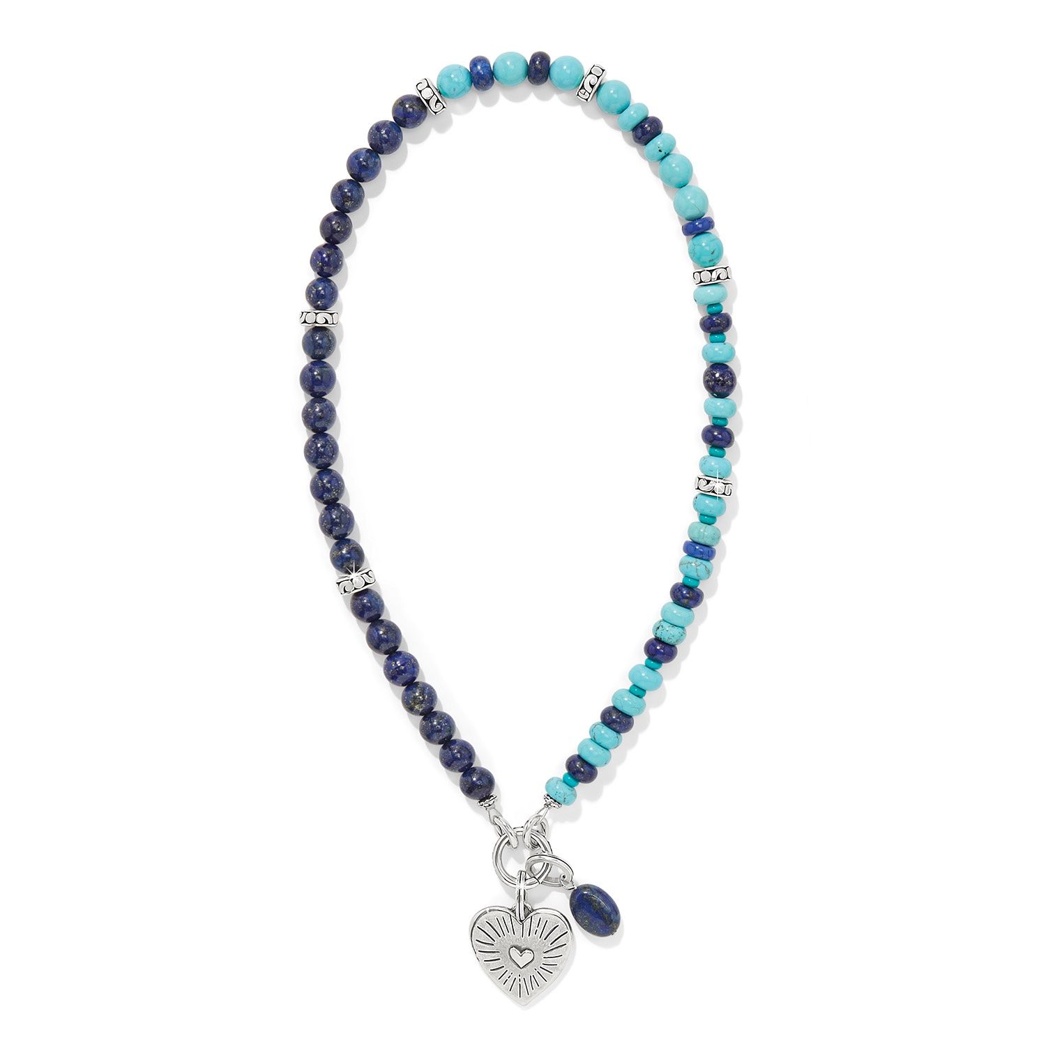 Brighton Token Charm Lapis Turquoise Necklace, Color: Silver/Turquoise