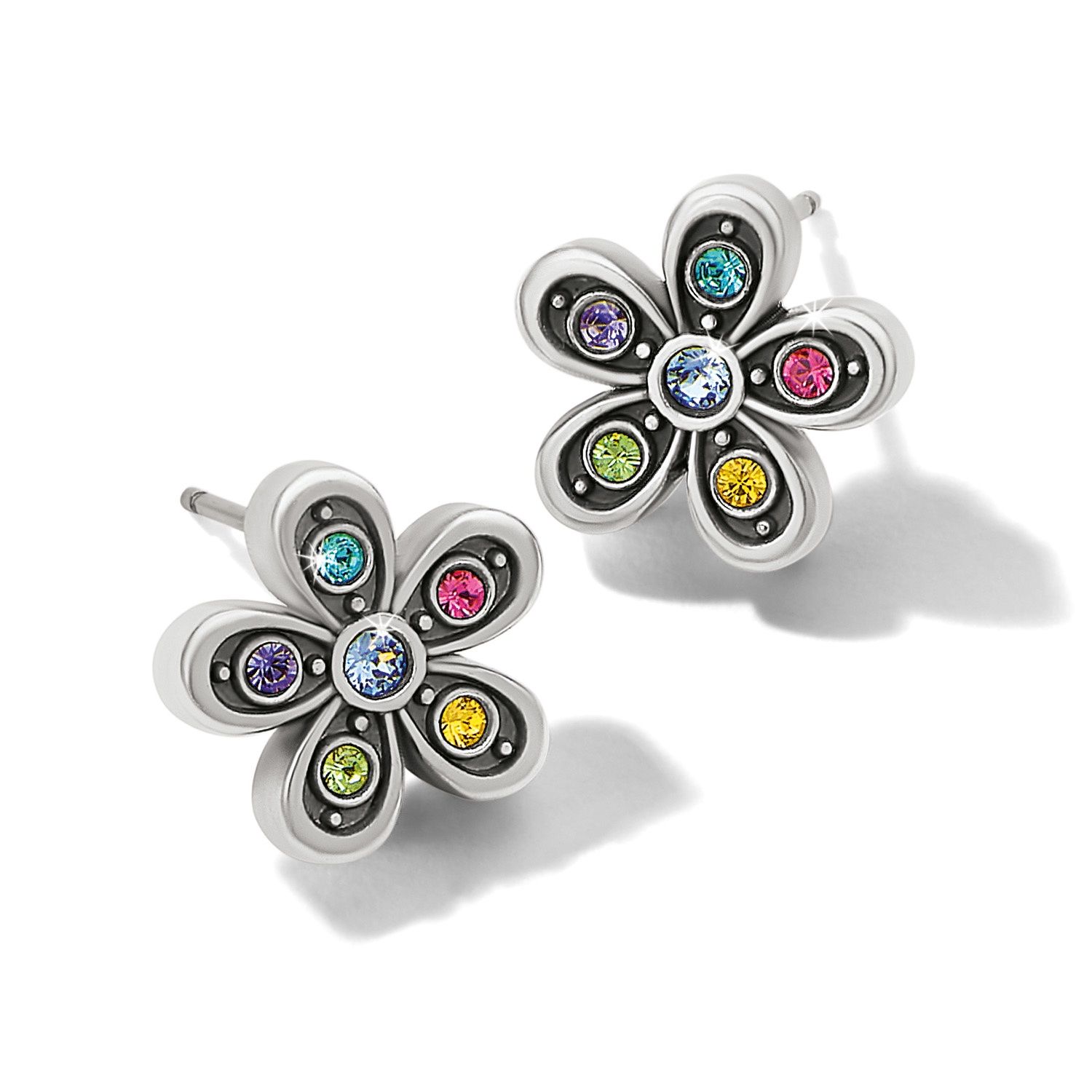Brighton Enchanting Gem Flower Earrings, Color: Silver/Multi
