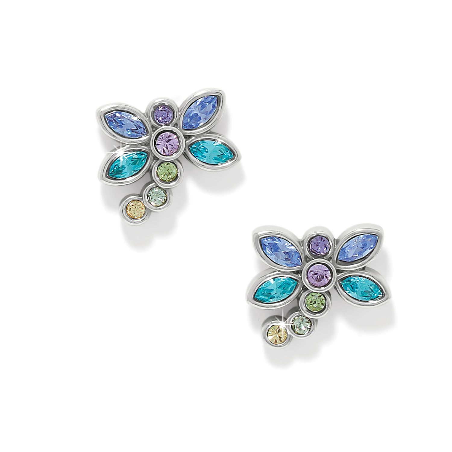 Brighton Enchanting Gem Dragonfly Earrings, Color: Silver/Multi