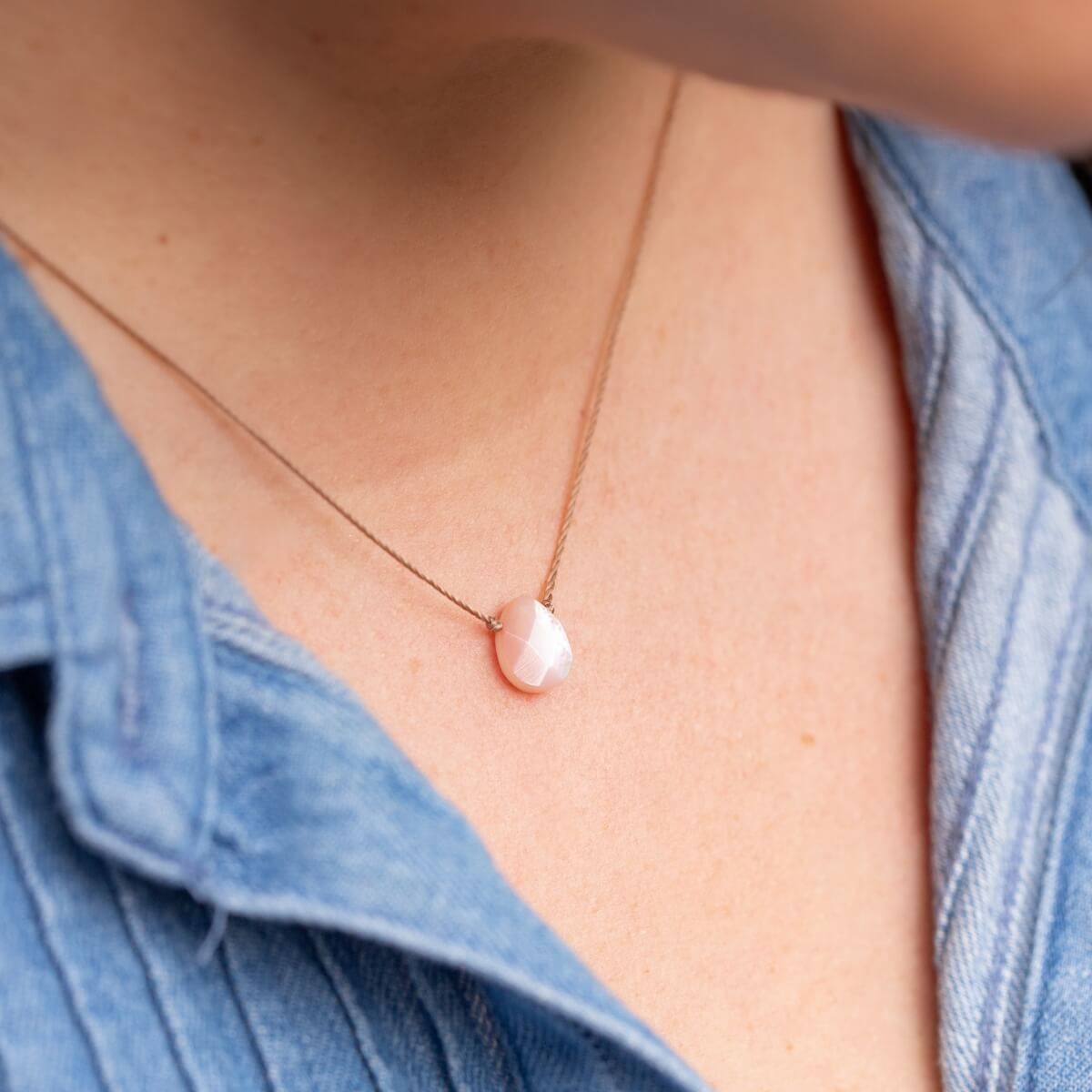 SoulKu Heart of Pink Shell Luxe Necklace for She Rises, Color: Pink Shell, Size: 16 -18 inch
