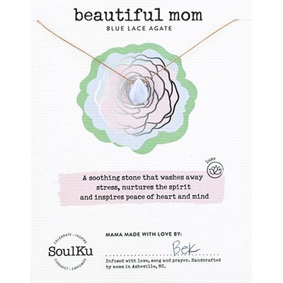 SoulKu Blue Lace Agate Luxe Necklace for Beautiful Mom