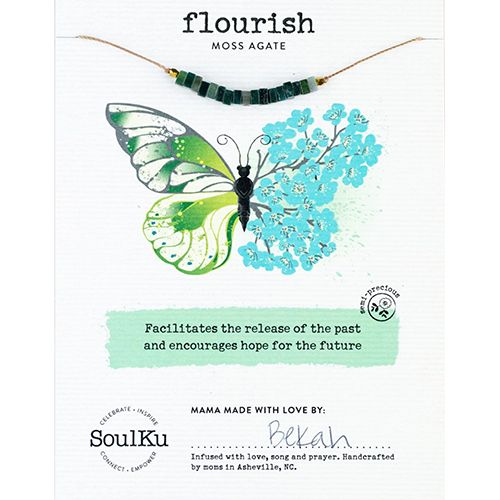 SoulKu Moss Agate Becoming Necklace for Flourish, Color: Moss Agate, Size: 16 -18 inch