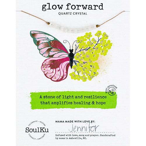 SoulKu Clear Quartz Becoming Necklace for Glow Forward, Color: Clear Quarts, Size: 16 -18 inch