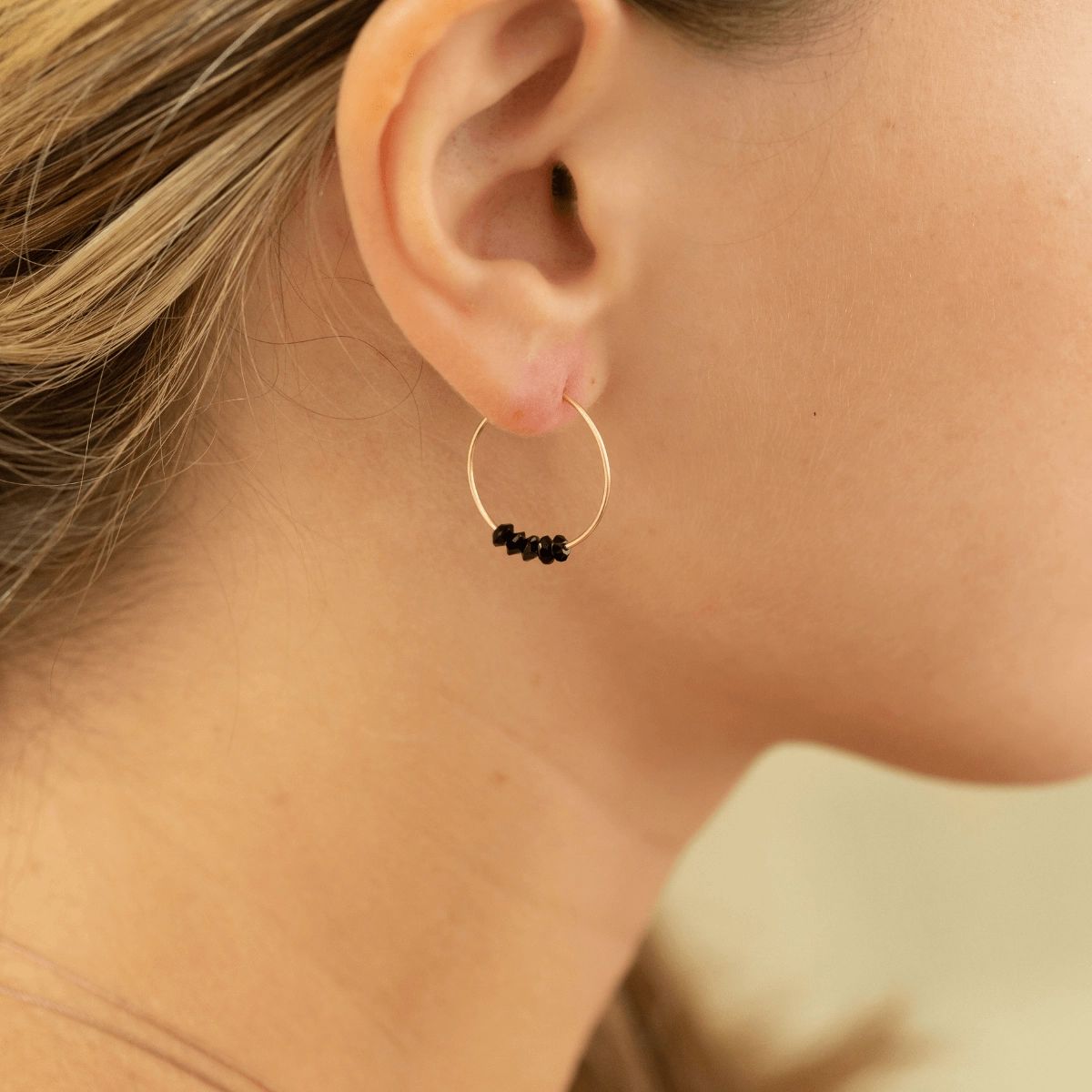 SoulKu Black Spinel Alive &amp; Well Gold Hoop Earrings for Recharge, Color: 14k Gold Filled, Size: 19mm Diameter