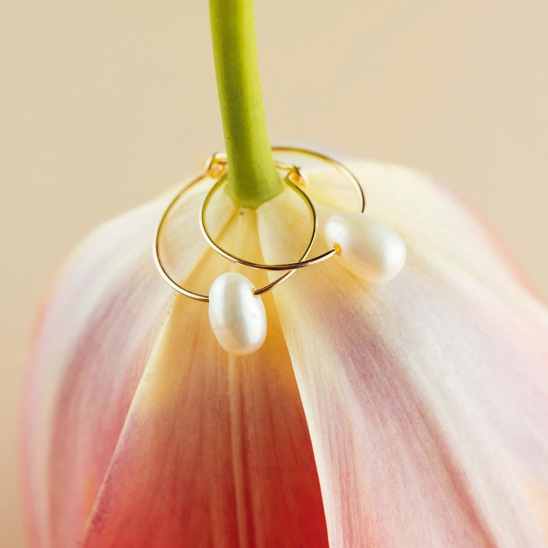 SoulKu Pearl Gold Hoop Earrings for Goddess