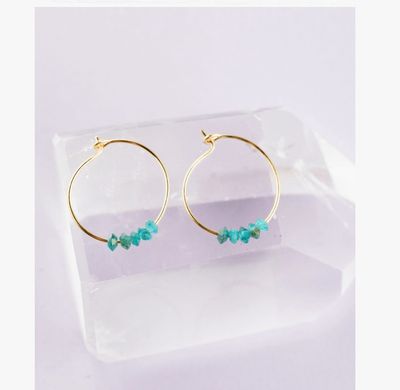 SoulKu Apatite Gold Hoop Earrings for Anything Is Possible