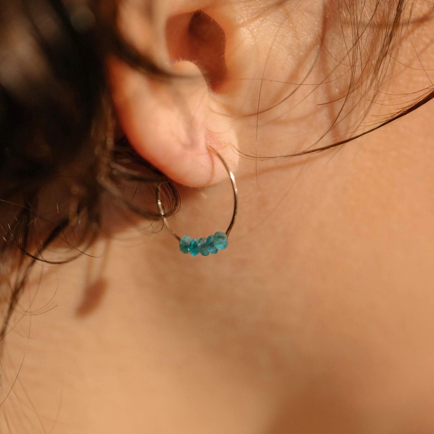 SoulKu Apatite Gold Hoop Earrings for Anything Is Possible, Color: 14k Gold Filled, Size: 19mm Diameter