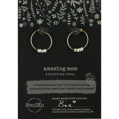 SoulKu Ethiopian Opal Gold Hoop Earrings for Amazing Mom