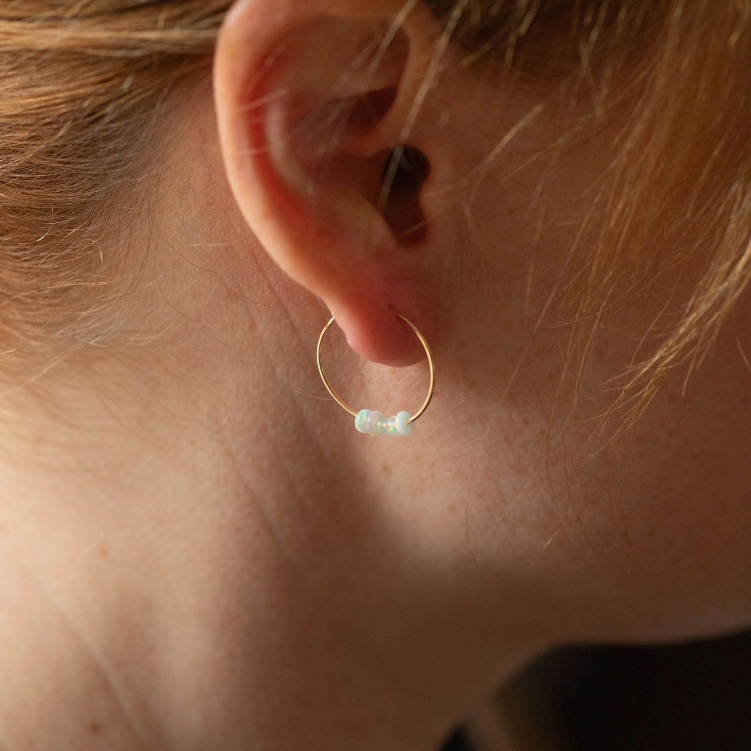 SoulKu Ethiopian Opal Gold Hoop Earrings for Amazing Mom, Color: 14k Gold Filled, Size: 19mm Diameter