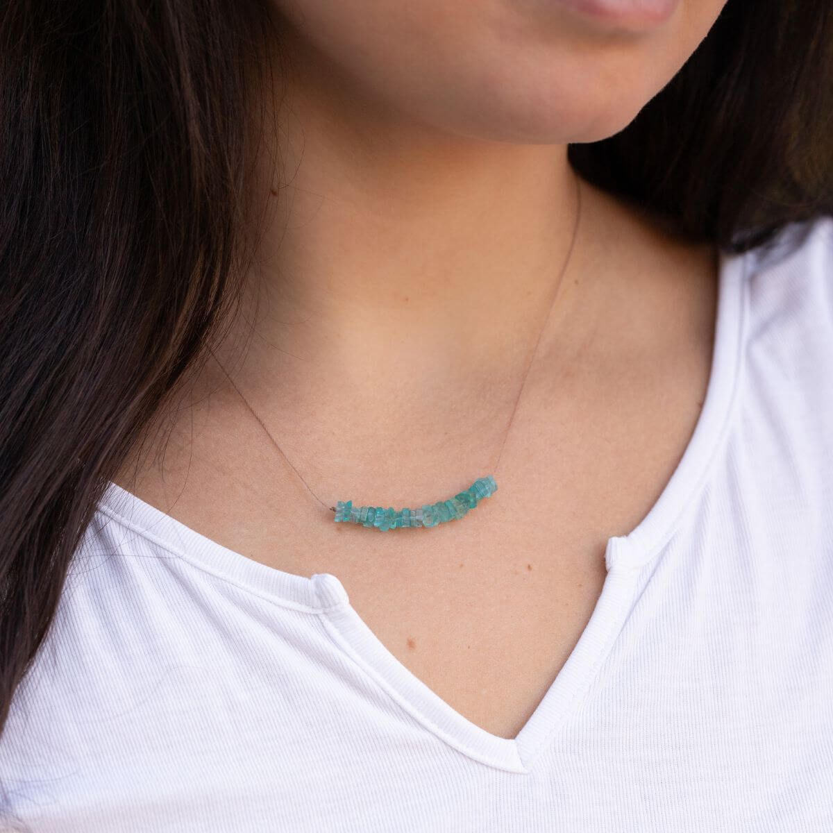 SoulKu Apatite Becoming Necklace for Anything Is Possible, Color: Apatite, Size: 16 -18 inch