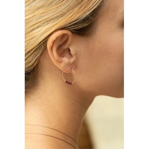 SoulKu Garnet Gold Hoop Earrings for Passion, Color: 14k Gold Filled, Size: 19mm Diameter