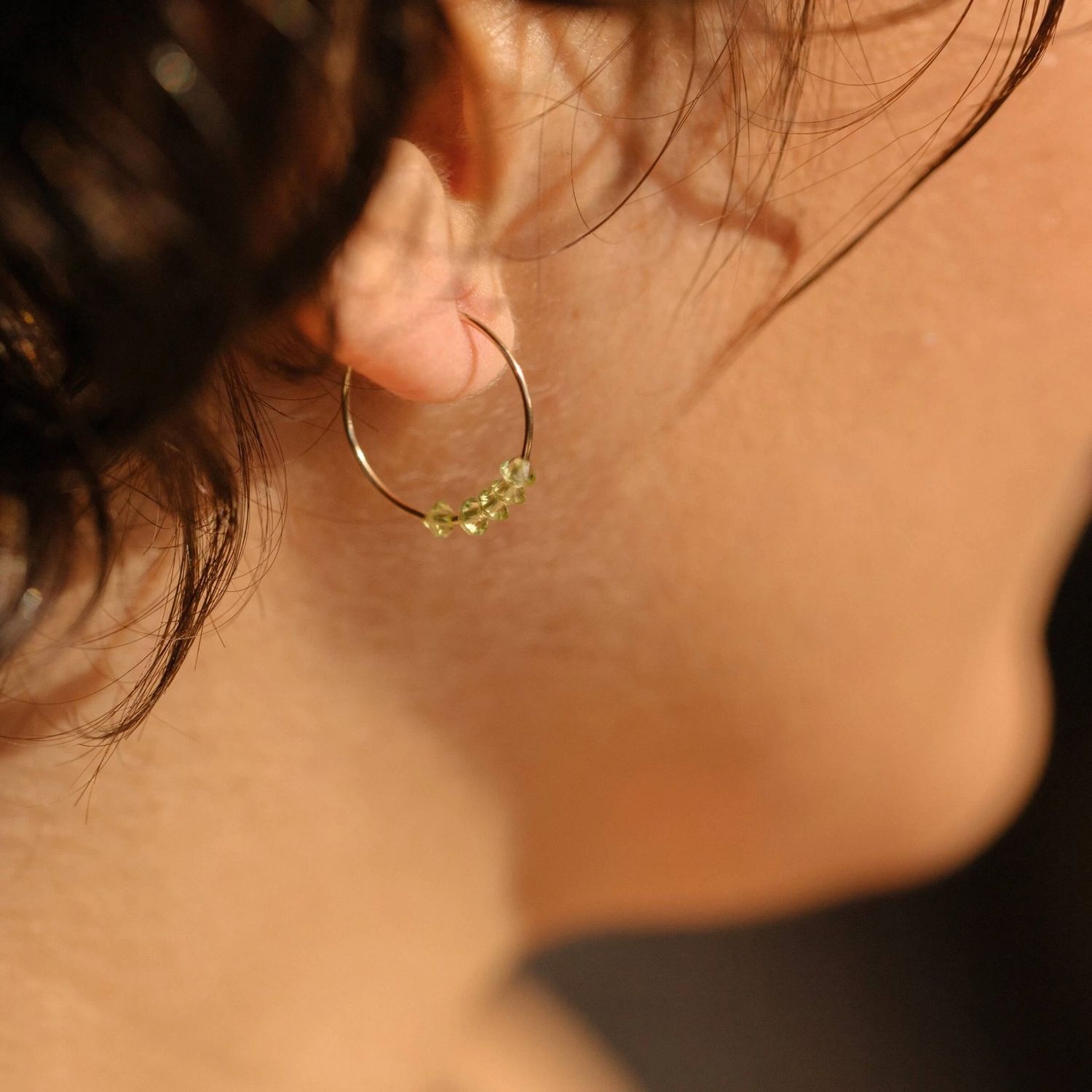 SoulKu Peridot Gold Hoop Earrings for You Got This, Color: 14k Gold Filled, Size: 19mm Diameter