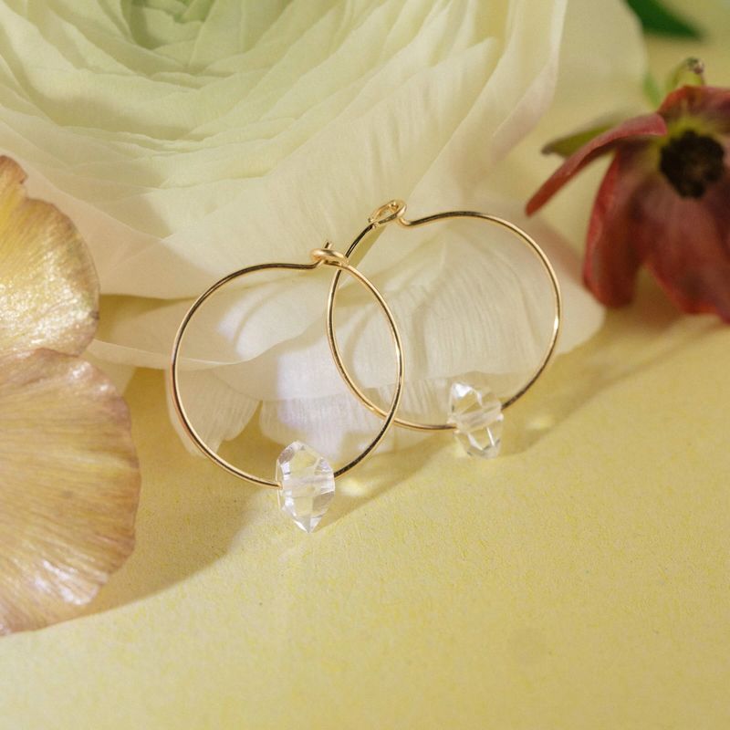 SoulKu Herkimer Diamond Gold Hoop Earrings for Tranquility