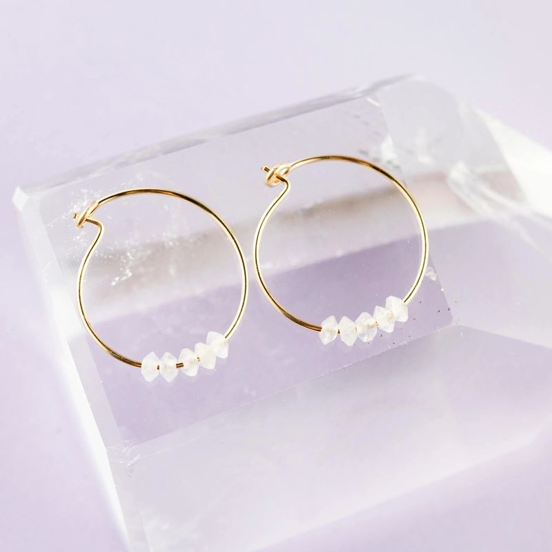 SoulKu Moonstone Gold Hoop Earrings for Sisterhood