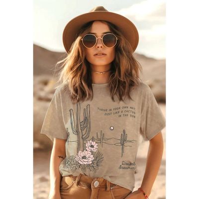 HRTandLUV Just Like a Cactus Women's  Graphic Tee Shirt