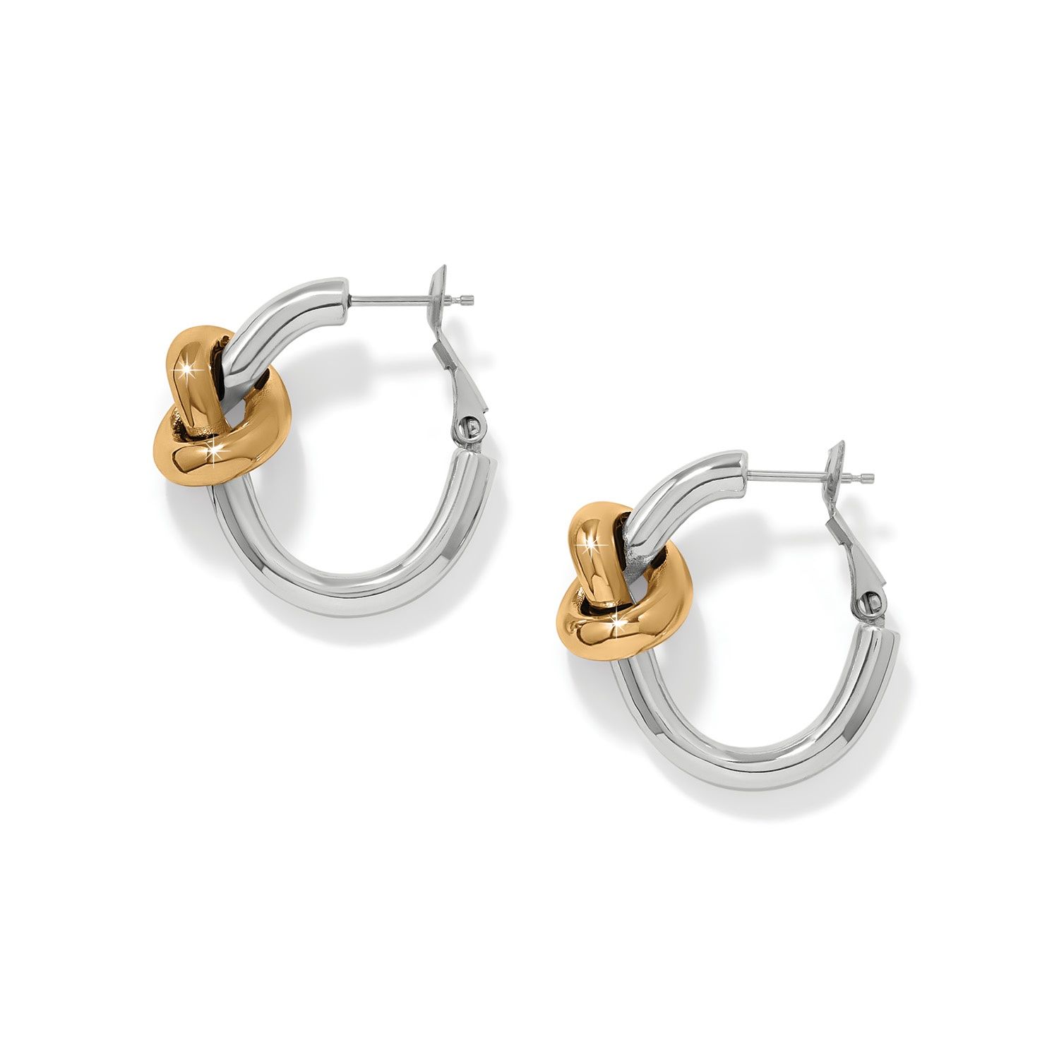 Brighton Interlok Single Knot Hoop Earrings, Two Tone, Color: Silver/Gold