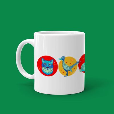 Squidly Designs Ceramic Mug - Desert Animals, Bright