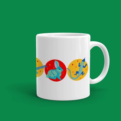 Squidly Designs Ceramic Mug - Desert Animals, Bright