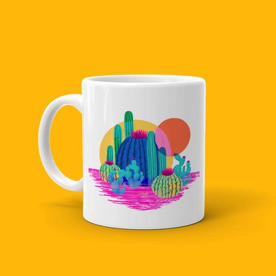 Squidly Designs Ceramic Mug - Colorful Cactus