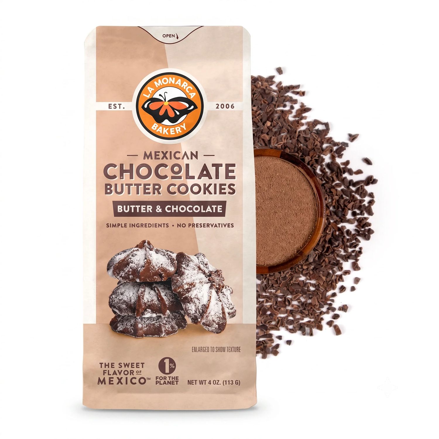 La Monarca Bakery Mexican Chocolate Butter Cookies 4oz.