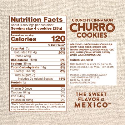 La Monarca Bakery Crunchy Cinnamon Churro Cookies 3oz.
