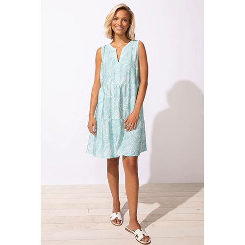Escape Regatta Rayon Leaves Paradise Dress, Color: Mint, Size: Small
