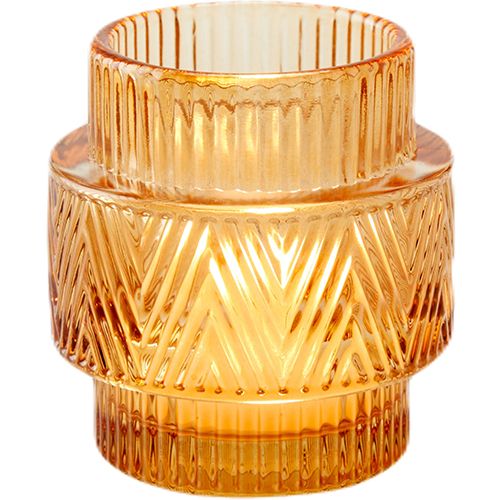 Tableau Beveled Candle Holder, Color: Amber