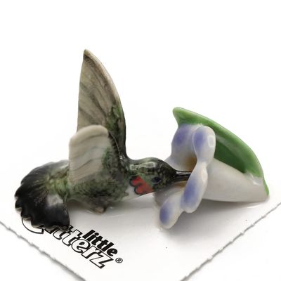 Little Critterz Porcelain Miniature - Ruby Hummingbird on Flower
